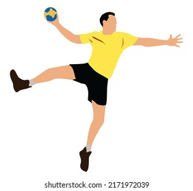 Male Athlete In A Position Holding Dodgeball On Hand