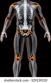 Male Body Under Xrays Joints Highlighted Stock Illustration 529139233 ...