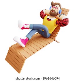 Male Cartoon Illustration relaxing on a lazy chair