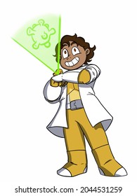 Male CDC Virus Research Assistant Cartoon Character