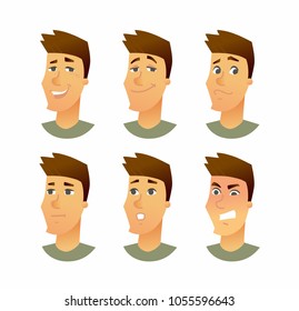 Male Facial Expressions Cartoon People Character Stock Illustration ...