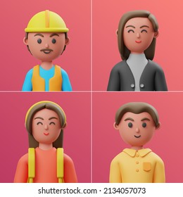 Male And Female Character Set 3d Rendering