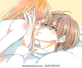 Male and female couple flirting in bed - Powered by Shutterstock