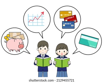 Male And Female Students Reading Financial Education Books