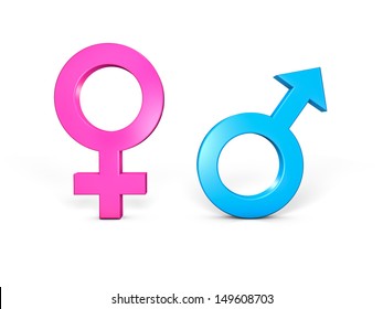 Male and Female symbols. Isolated in white