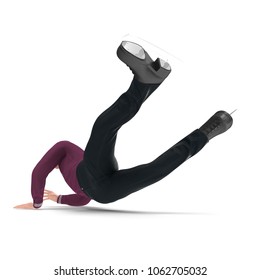 Male Figure Skater Falling Down Isolated On A White. 3D Illustration