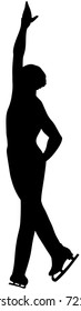 Male Figure Skater Silhouette, Sport Black Silhouette.