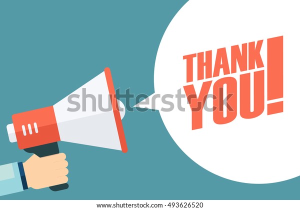 Male Hand Holding Megaphone Thank You Stock Illustration 493626520