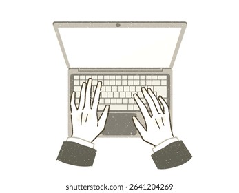 Male hands typing on a laptop