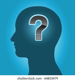 Male Head Silhouette With Question Mark