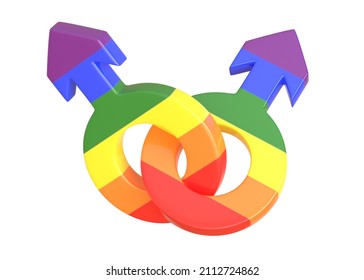 Male LGBT Gender Symbol Isolated On White Background. Sexual Symbols. Sign Of Mars. Gender Icon. Man Symbol. 3d Render 3d Illustration