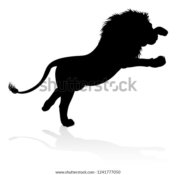 Male Lion Safari Animal Silhouette のイラスト素材