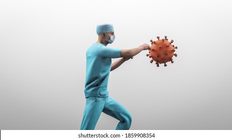 A Male Nurse Corona Fighter 3D Illustration