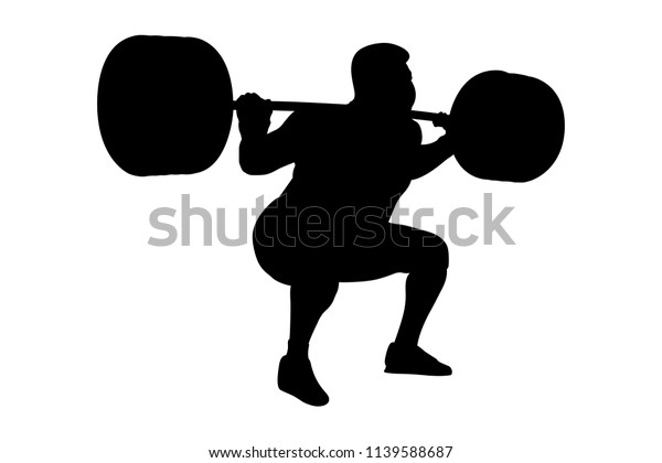 Male Powerlifter Competition Powerlifting Black Silhouette Stock ...