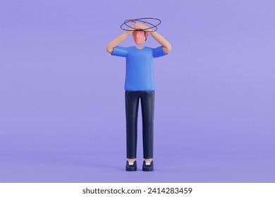 Male Suffering Of Headache 3D Illustration. Man having headache 3d illustration - Powered by Shutterstock