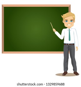 Male Teacher Classroom Teaching Lesson Pointing Stock Illustration ...