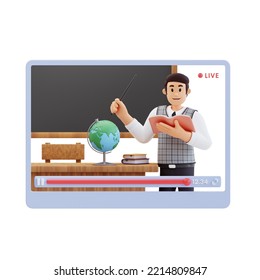 Male Teacher Teaching Online 3d Character Illustration