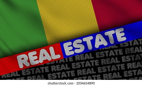 Mali Wavy Fabric Flag, Real Estate Title, 3D Illustration