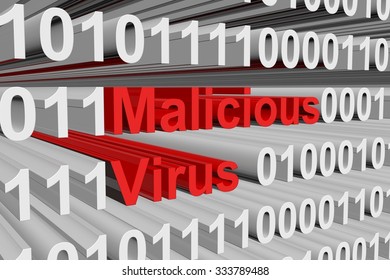 malicious virus is represented as a binary code 3d illustration