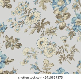 Malty color flower textile seamless design digital print all over pattren
