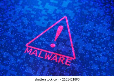 Malware icon on abstract tech background. Malware concept. 3d render..