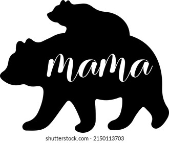 Mama Bear Bear Silhouette Baby Bear Stock Illustration 2150113703 ...