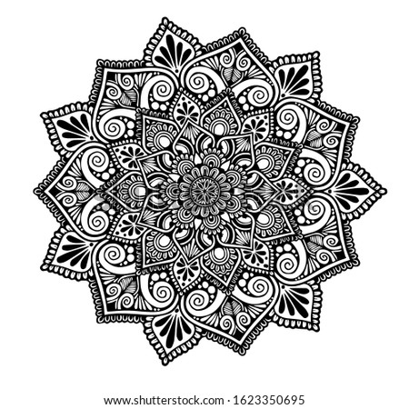 mamdala doodle pattern blac white illustration 