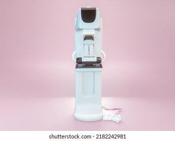 Mammography Device  For Screening Breast Cancer In Hospital On Pink Background. 3D Rendering.