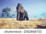 Mammoth in nature. This is a 3d render illustration