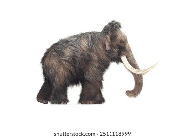 Mammoth on white background. This is a 3d render illustration