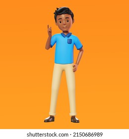 Man 3D Character Illustration Pointing Up