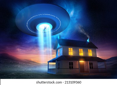 A man abducted near his isolated home by a UFO.