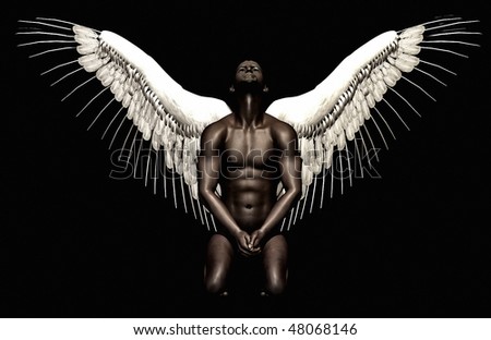 man with angel wings