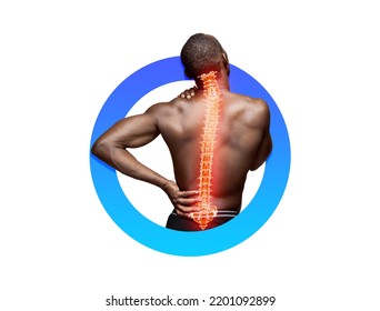 man with back pain isolated, Spinal Pain Graphic, Person with backpain, Health Illustration for Backpain