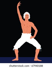 man in a bare-chested in pants