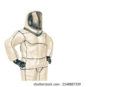Man In A Biohazard Suit In A Awkward Moment Meme, 3d Illustration