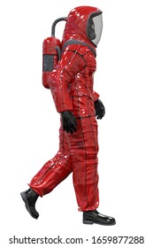 Man In A Biohazard Suit Isolated On White 3d Illustration