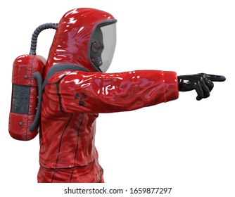 Man In A Biohazard Suit Isolated On White 3d Illustration