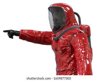 Man In A Biohazard Suit Isolated On White 3d Illustration