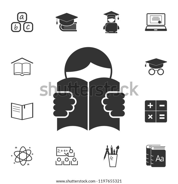Man With book\
icon. Detailed set of education element icons. Premium quality\
graphic design. One of the collection icons for websites, web\
design, mobile app on white\
background