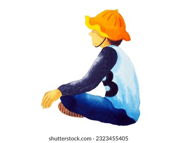 man boy people body side sitting meditate abstract mind mental health spiritual energy conscious breath healing peace emotion yoga chakra art watercolor painting illustration - Powered by Shutterstock