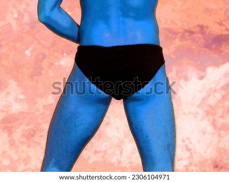 
Man buttock on the side of the beach of Sousse Tunisia sign illustration pop-art background icon with color spots