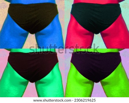 
Man buttock on the side of the beach of Sousse Tunisia sign illustration pop-art background icon with color spots