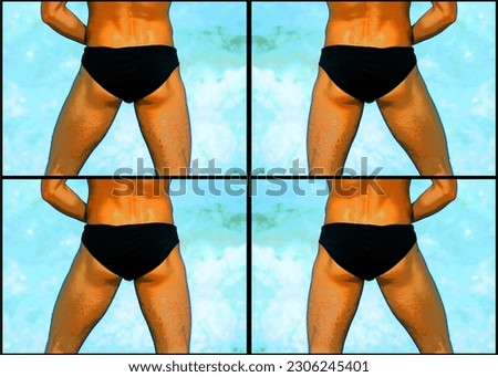 
Man buttock on the side of the beach of Sousse Tunisia sign illustration pop-art background icon with color spots