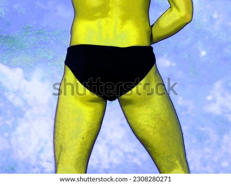 
Man buttock on the side of the beach of Sousse Tunisia sign illustration pop-art background icon with color spots