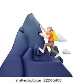 Man climbing mountain 3D character illustration - Powered by Shutterstock