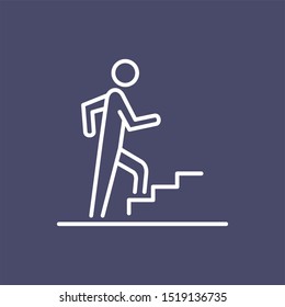 Man Climbing On The Stairs Steps Icon Business People Icon Simple Line Flat Illustration.