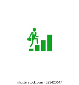 Man Climbs The Stairs Icon, On White Background
