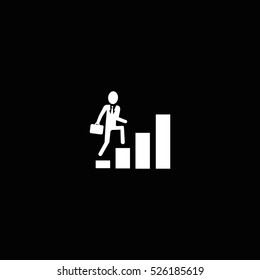 Man Climbs The Stairs Icon, On White Background
