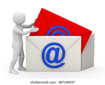 The man with correspondence, 3d rendering